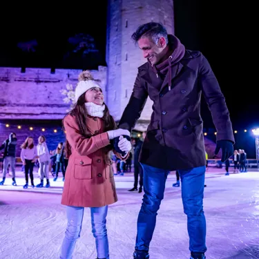 Ice Rink Dad Daughter